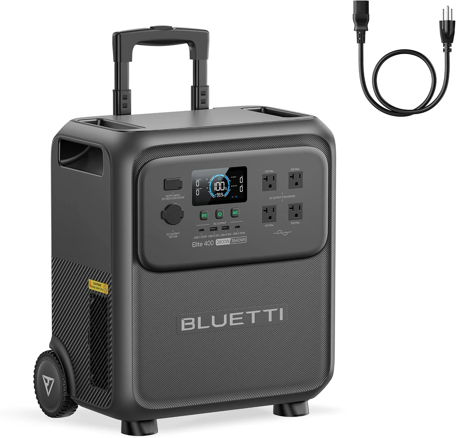 BLUETTI Elite 400 Portable Power Station with AC Cable 3840Wh 2600W LFP product photograph