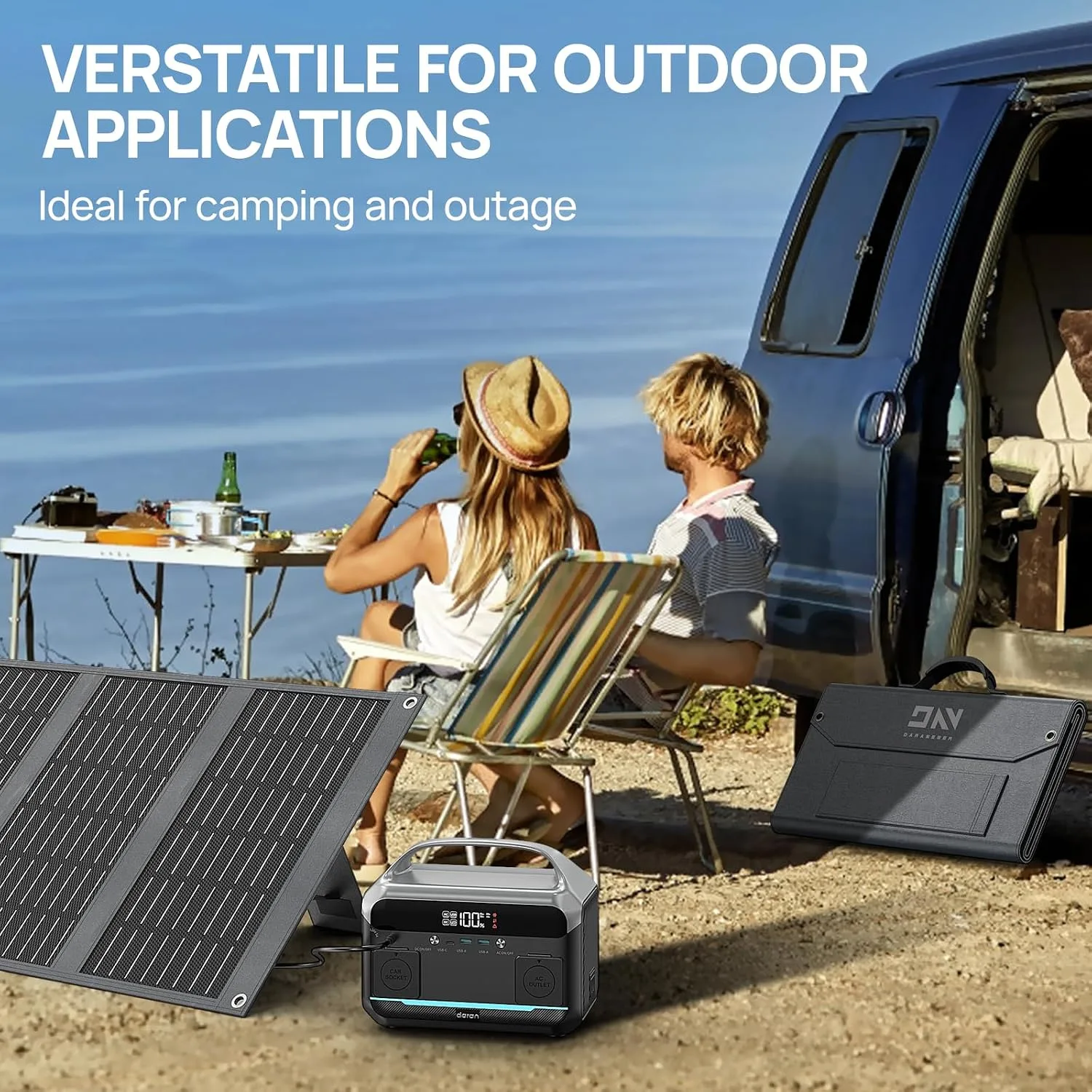 DaranEner 100W Foldable Solar Panel portable power station